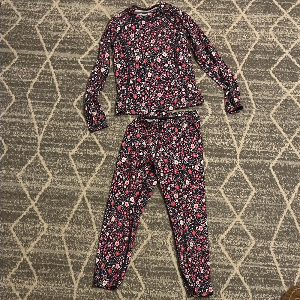 Lands End girls flowered long underwear M